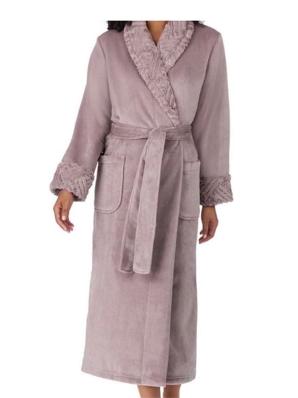 Midnight by Carole Hochman Plush Wrap Robe in Dusty Blush